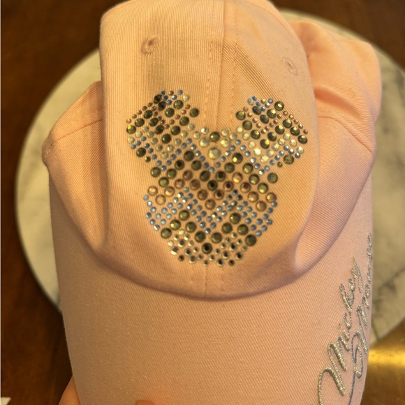 Disney Parks Pastel Pink Rhinestone Chevron Mickey Ball Cap – Adult Size - Picture 2 of 11